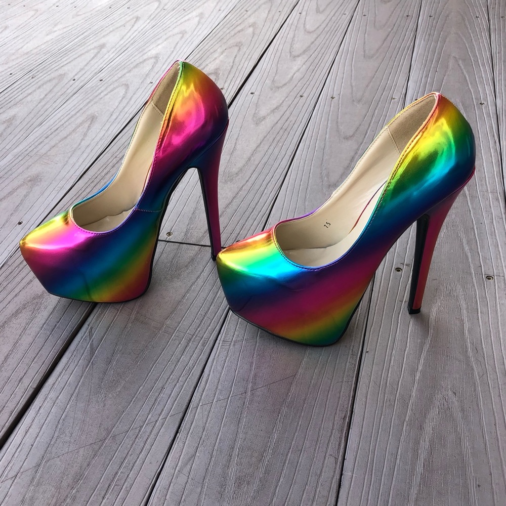 Rainbow platform stiletto heels
